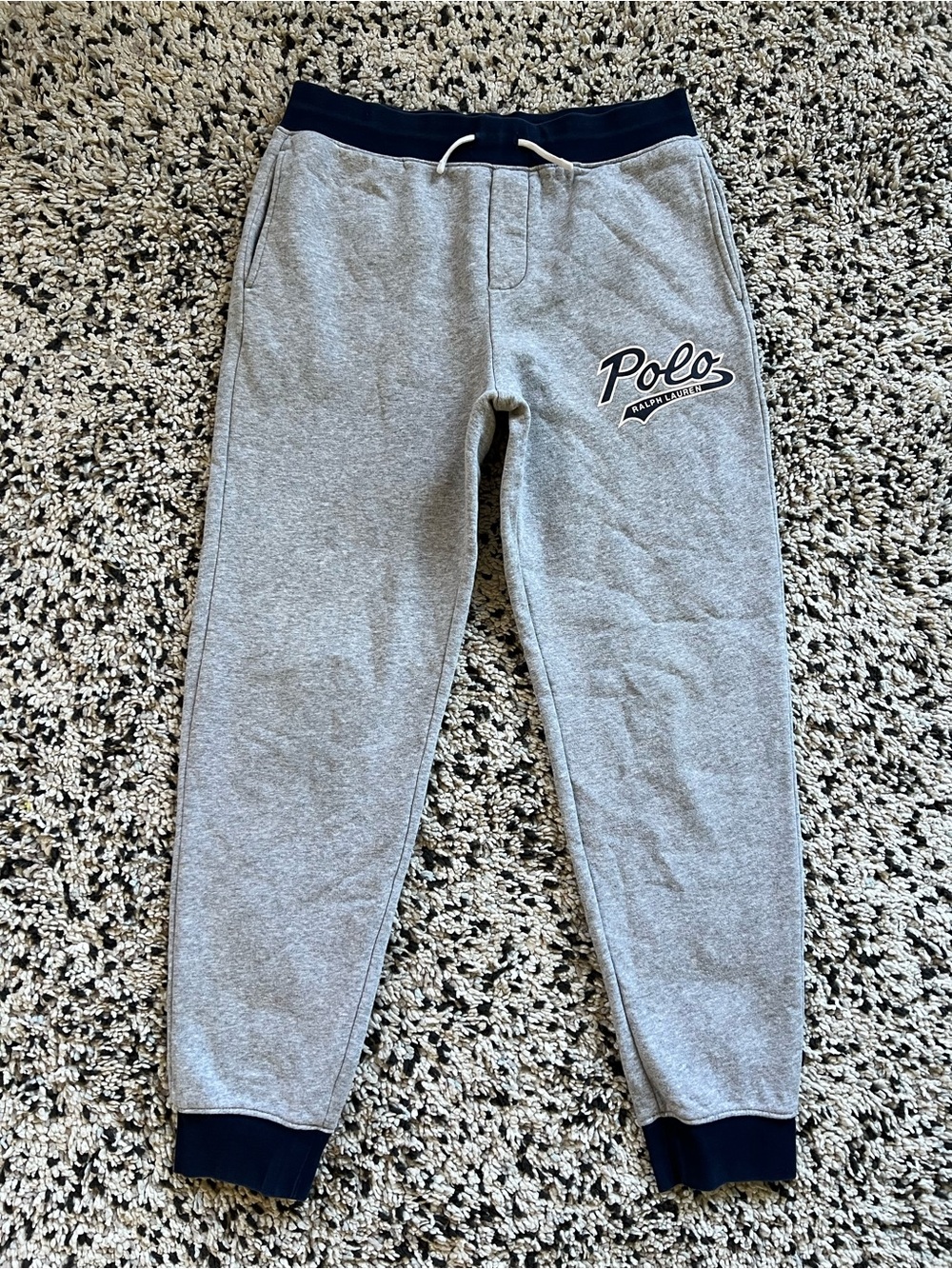 Polo Ralph Lauren Jogger Sweatpants Grey Navy Blue Waist Boys Size 14/16